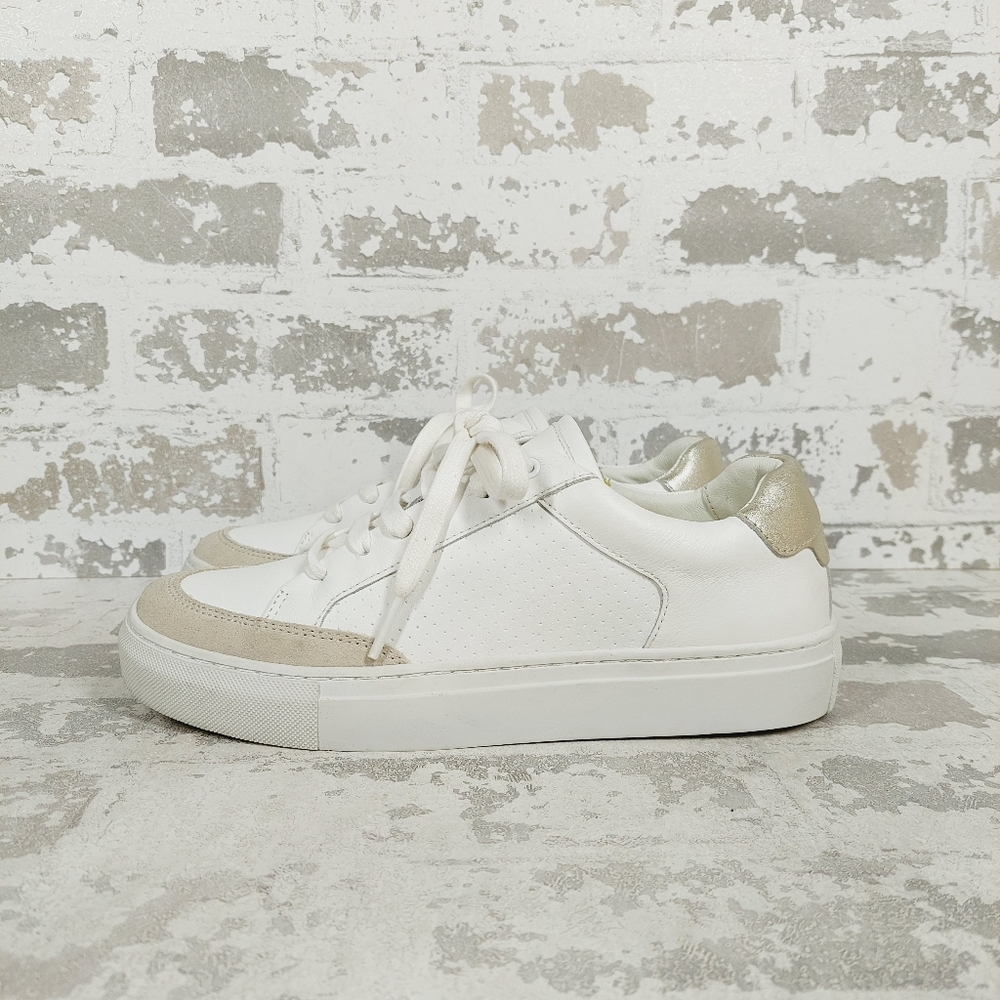 New  Reiss Women's White Ashley Leather & Suede Trainer B417